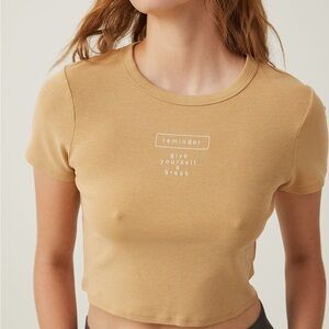 Cotton On Women's Active Rib Micro Fit Yellow Khaki Crop Top Size XXS PPP